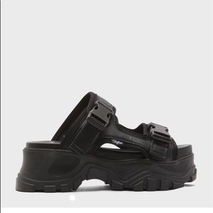 BUFFALO LONDON PLATFORM SANDAL SLIDES BLACK 40